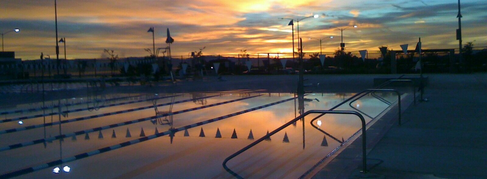 pool with sunset at college of san mateo athletic center
